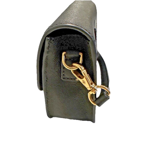 Tory Burch Emerson Saffiano Mini Crossbody Purse Belt Bag Clutch Black Logo - Picture 6 of 11